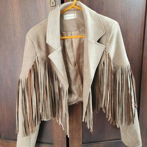 faux suede fringe jacket xs